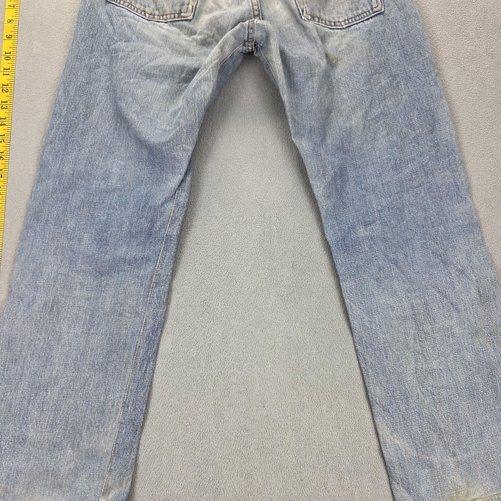 Levis Jeans Mens Selvedge Blue Light Wash Regular Straight Whiskers Fits 28x26 - Picture 14 of 16